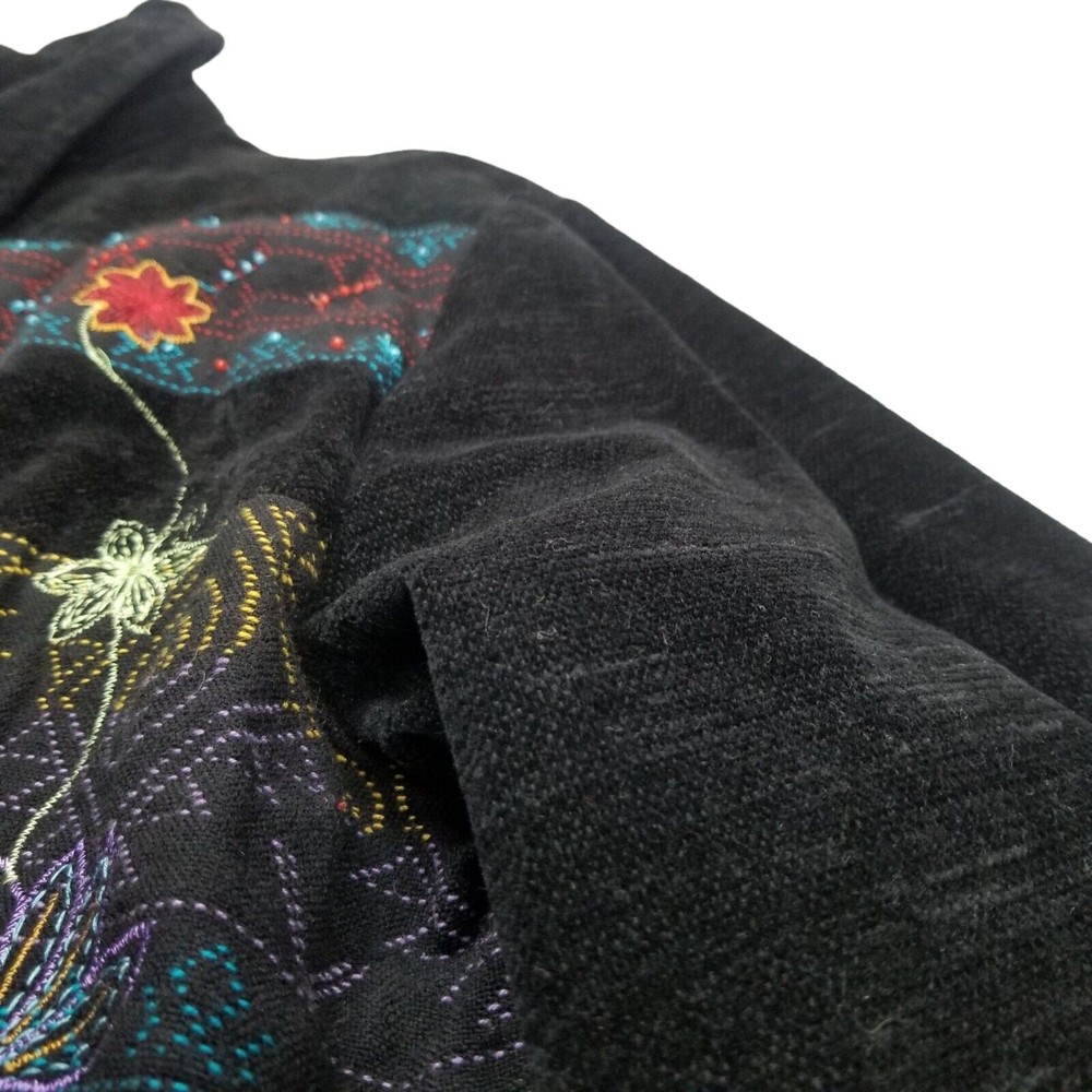 WHITE STAG Floral Embroidered Tapestry Lined Jacket Black Beaded Womens L 12/14 - Picture 8 of 12